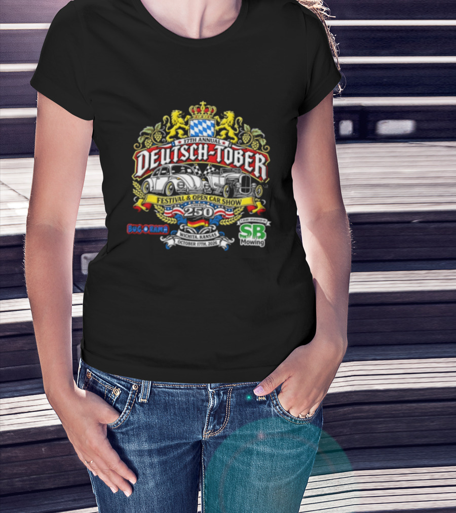 Deutsch Tober Festival Open Car Show Wichita Kansas October 17th 2026 Bavarian Crest Lions Cars SRS SB Shep Boys T-Shirt