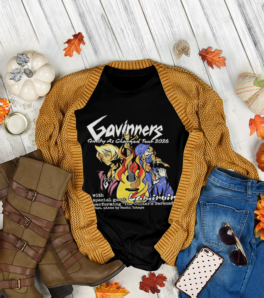 Gavinners Guilty As Charged Tour 2026 Special Guest Lamiroir Performing The Guitar's Serenade Machi Tobaye T-Shirt