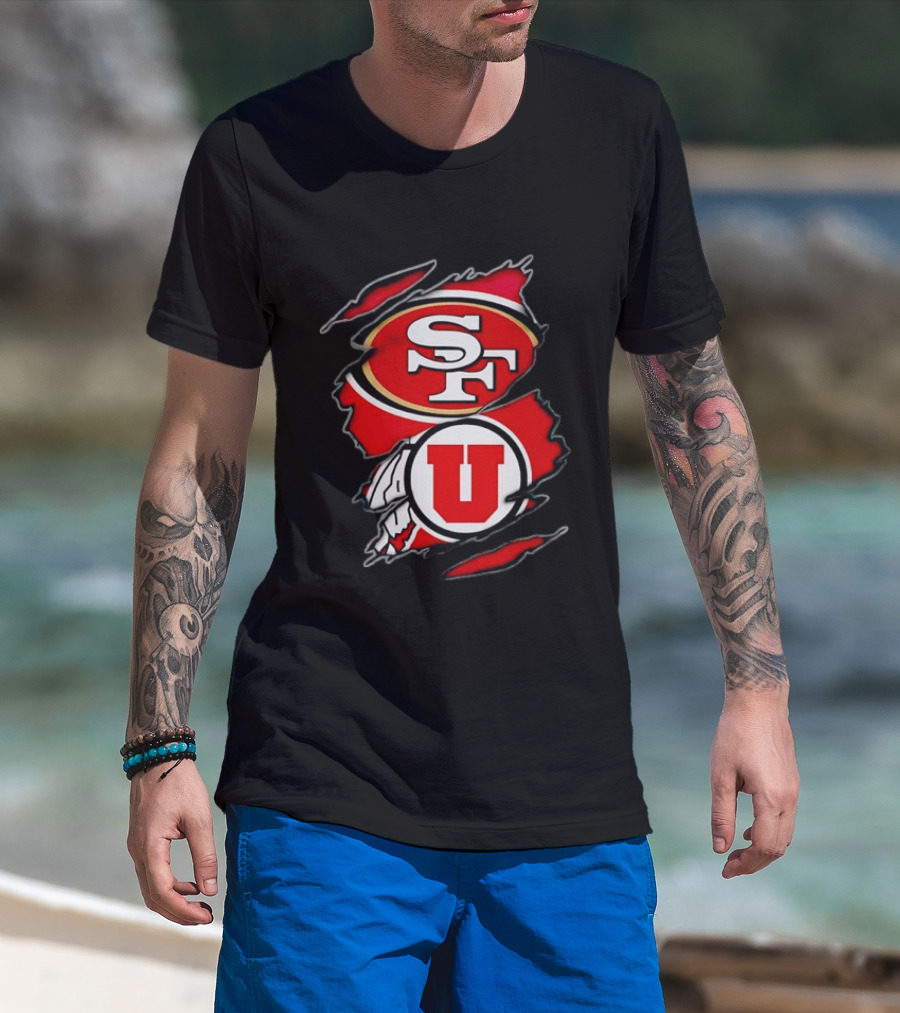 San Francisco 49ers Utah Utes SF U Ripped Combination T-Shirt