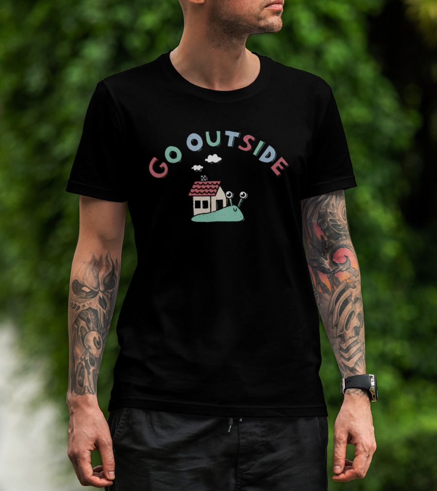 Go Outside Snail With House And Clouds Nature Cartoon T-Shirt