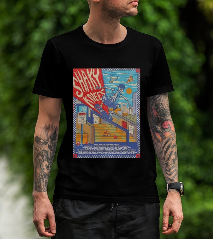 Shaky Knees Music Festival 2026 Atlanta Piedmont Park Lineup Featuring Twenty One Pilots The Strokes Gorillaz T-Shirt