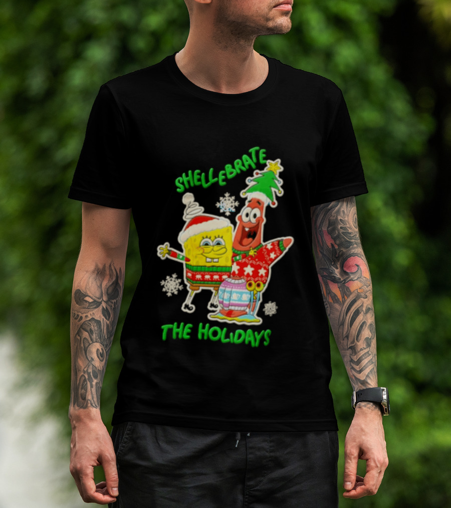 Shellebrate The Holidays With SpongeBob SquarePants And Patrick Star Festive Sweaters T-Shirt