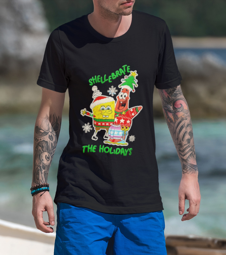 Shellebrate The Holidays With SpongeBob SquarePants And Patrick Star Festive Sweaters T-Shirt