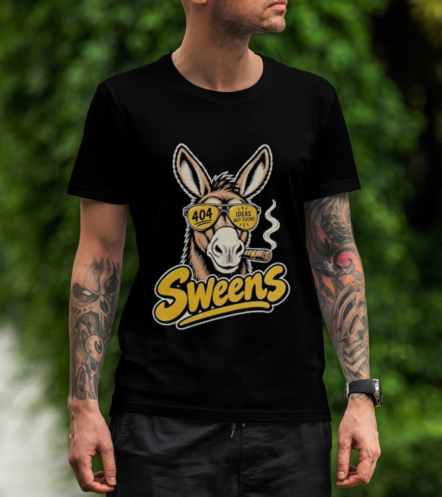 SweenS 404 Ideas Not Found Donkey Cigar Smoking Sunglasses T-Shirt