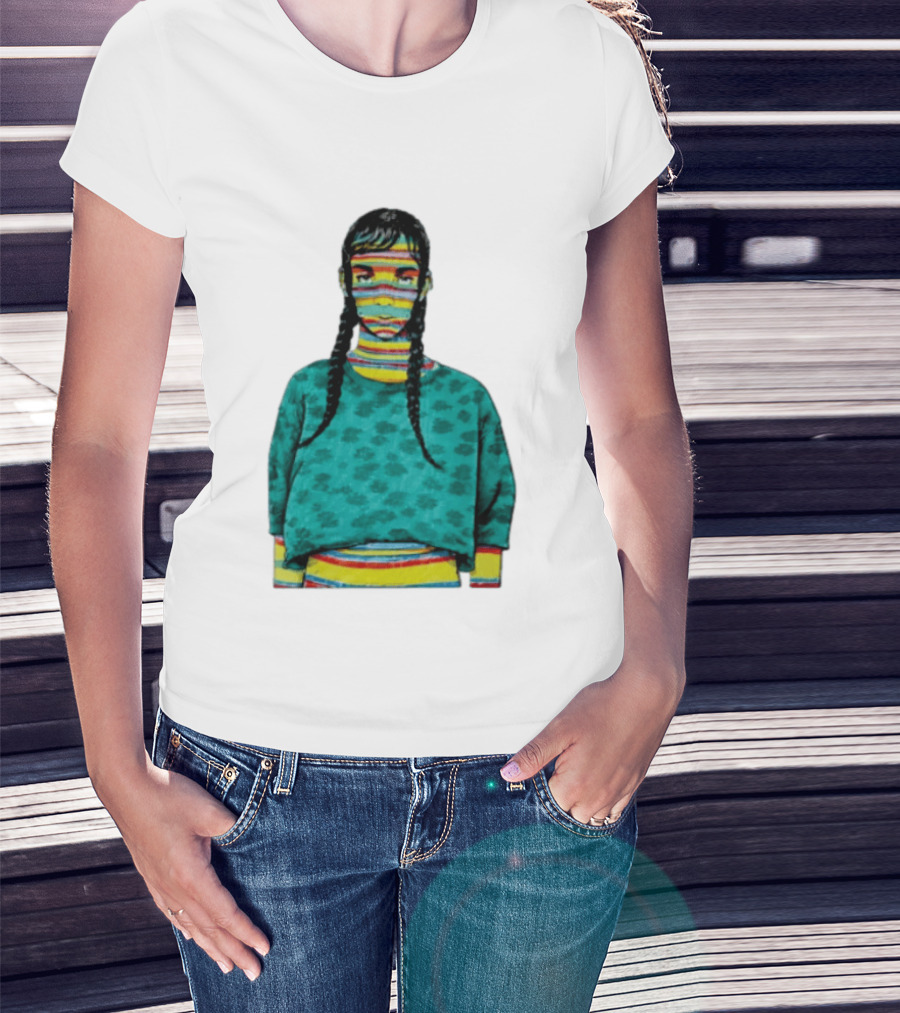 Sicko Last Spring Japan Kai Cenat Striped Face And Braids T-Shirt