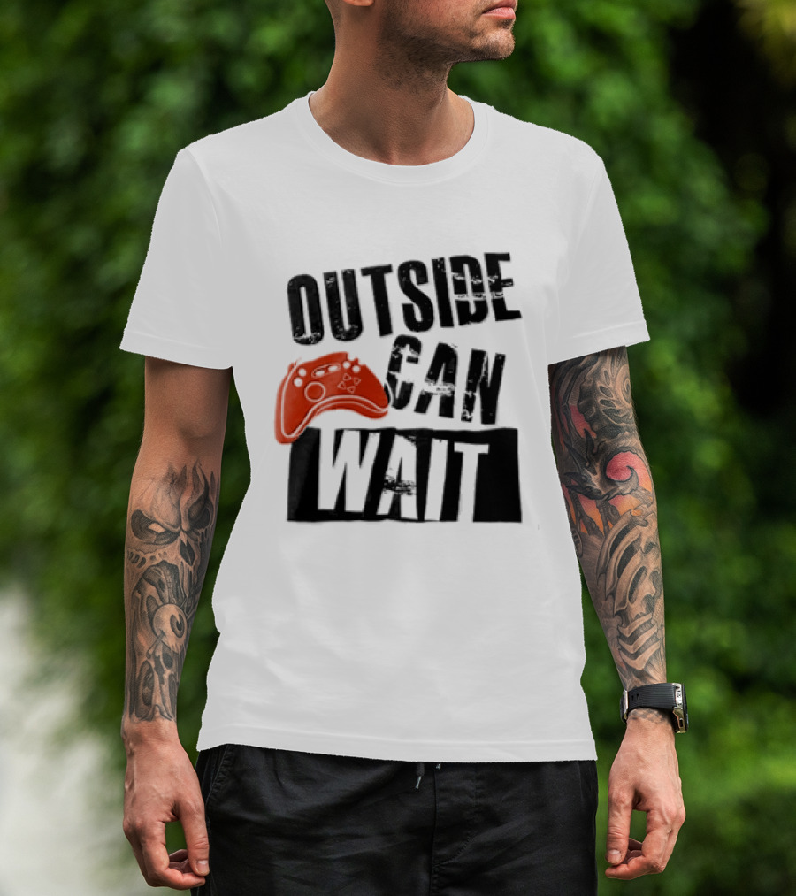Outside Can Wait Video Game Controller T-Shirt