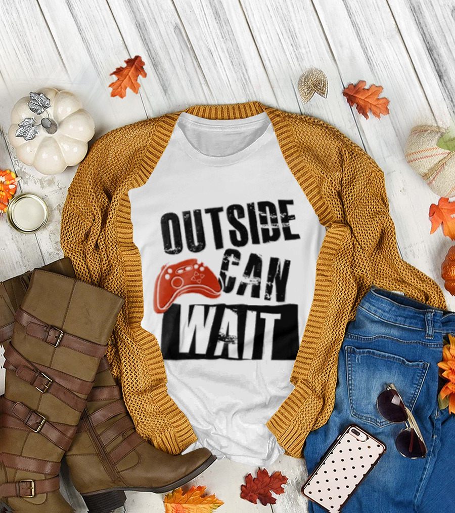 Outside Can Wait Video Game Controller T-Shirt