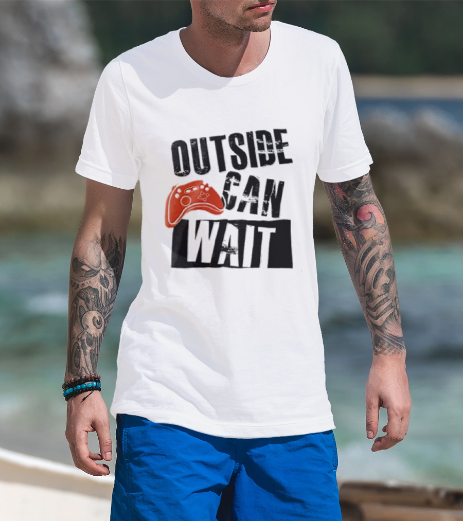 Outside Can Wait Video Game Controller T-Shirt