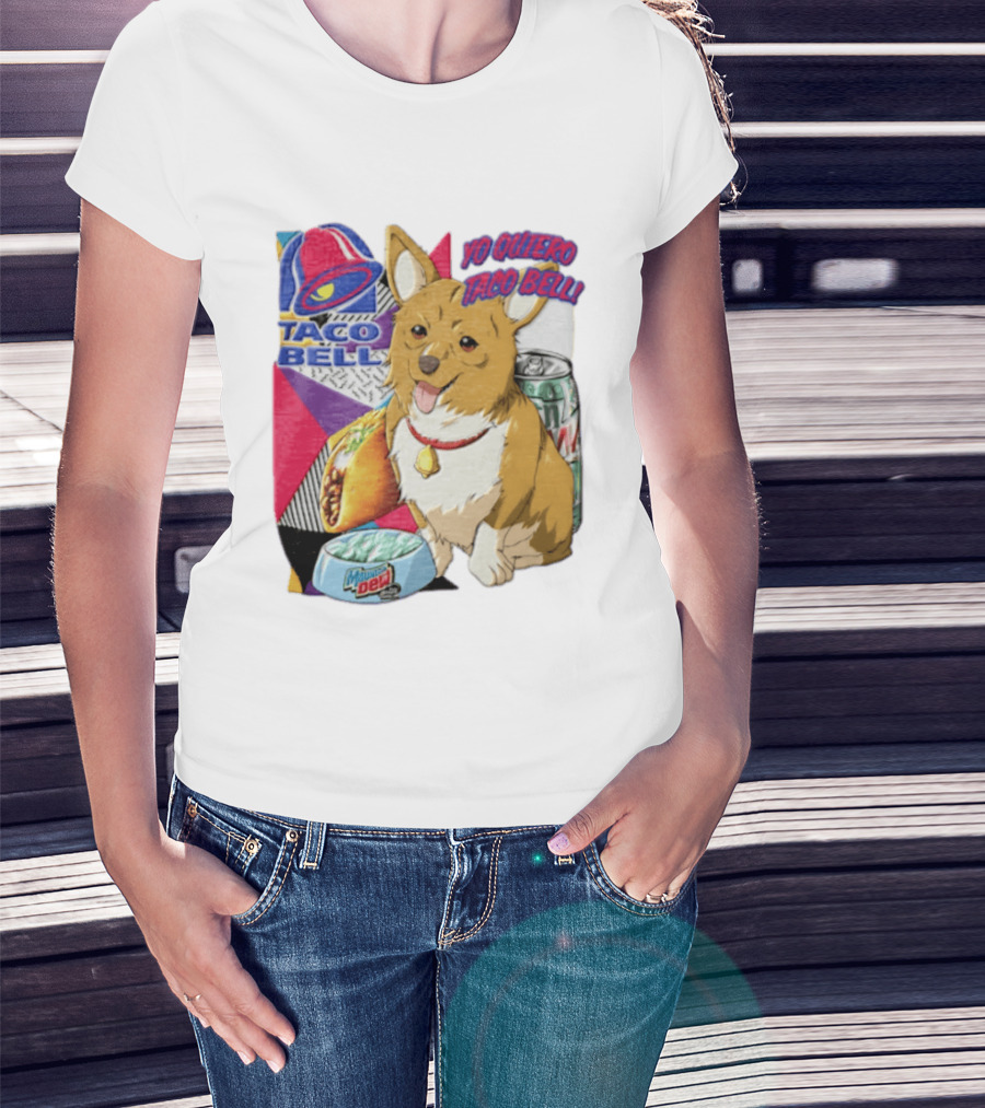 Taco Bell Yo Quiero Taco Bell Brown Corgi Dog Mountain Dew T-Shirt