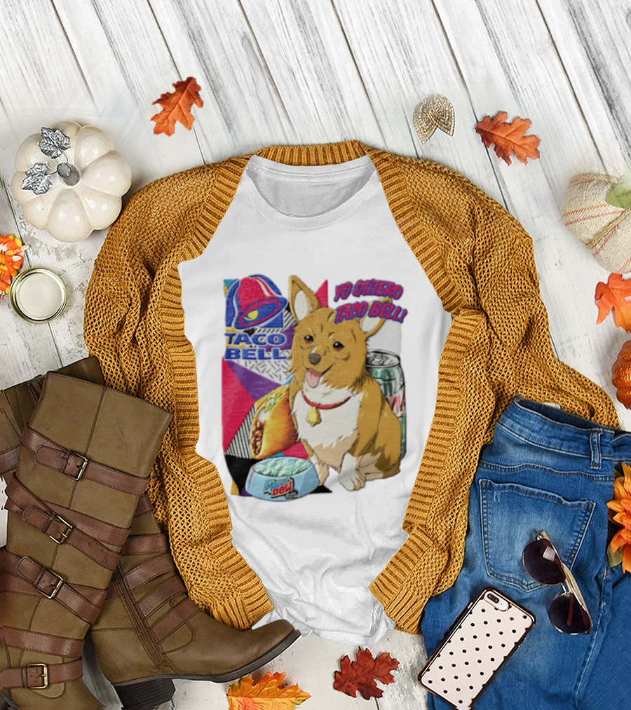 Taco Bell Yo Quiero Taco Bell Brown Corgi Dog Mountain Dew T-Shirt