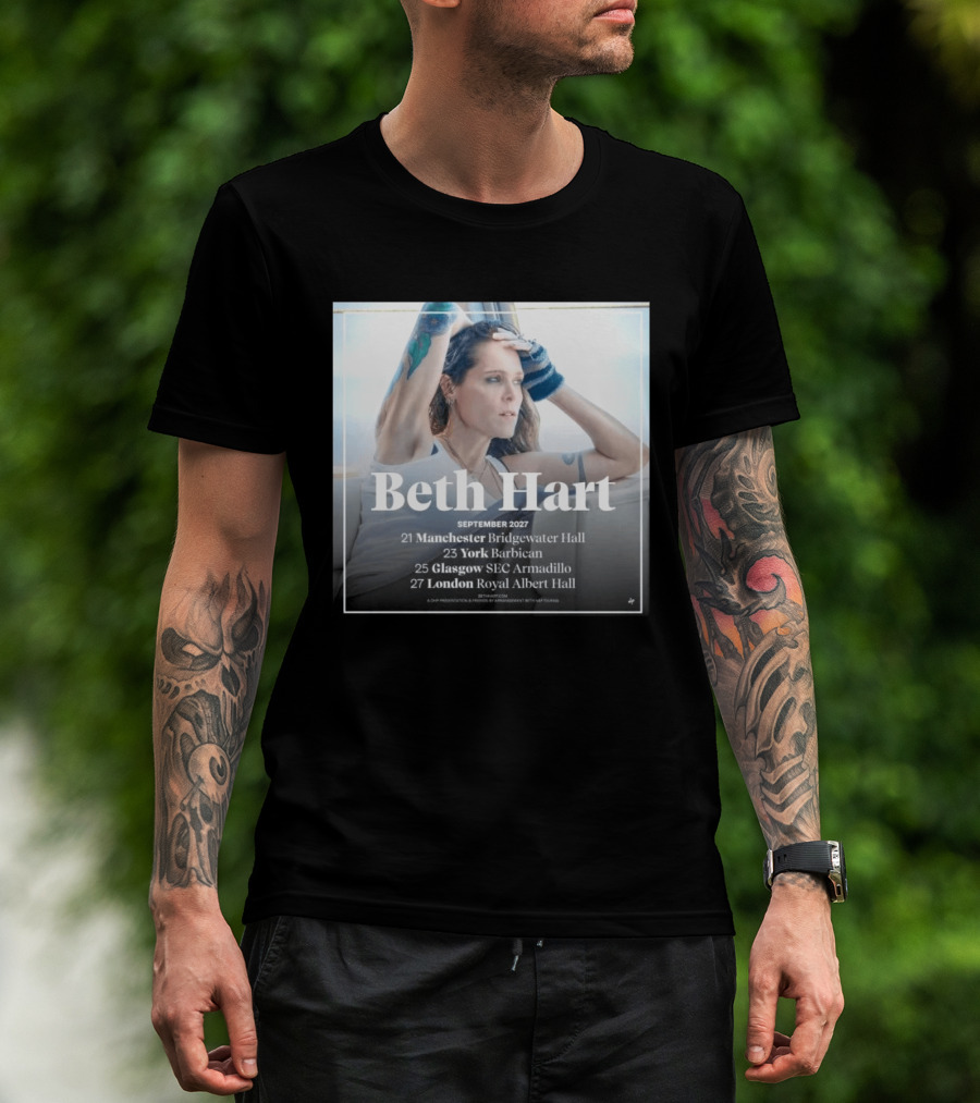 Beth Hart September 2027 UK Concerts Manchester York Glasgow London Tour Dates T-Shirt