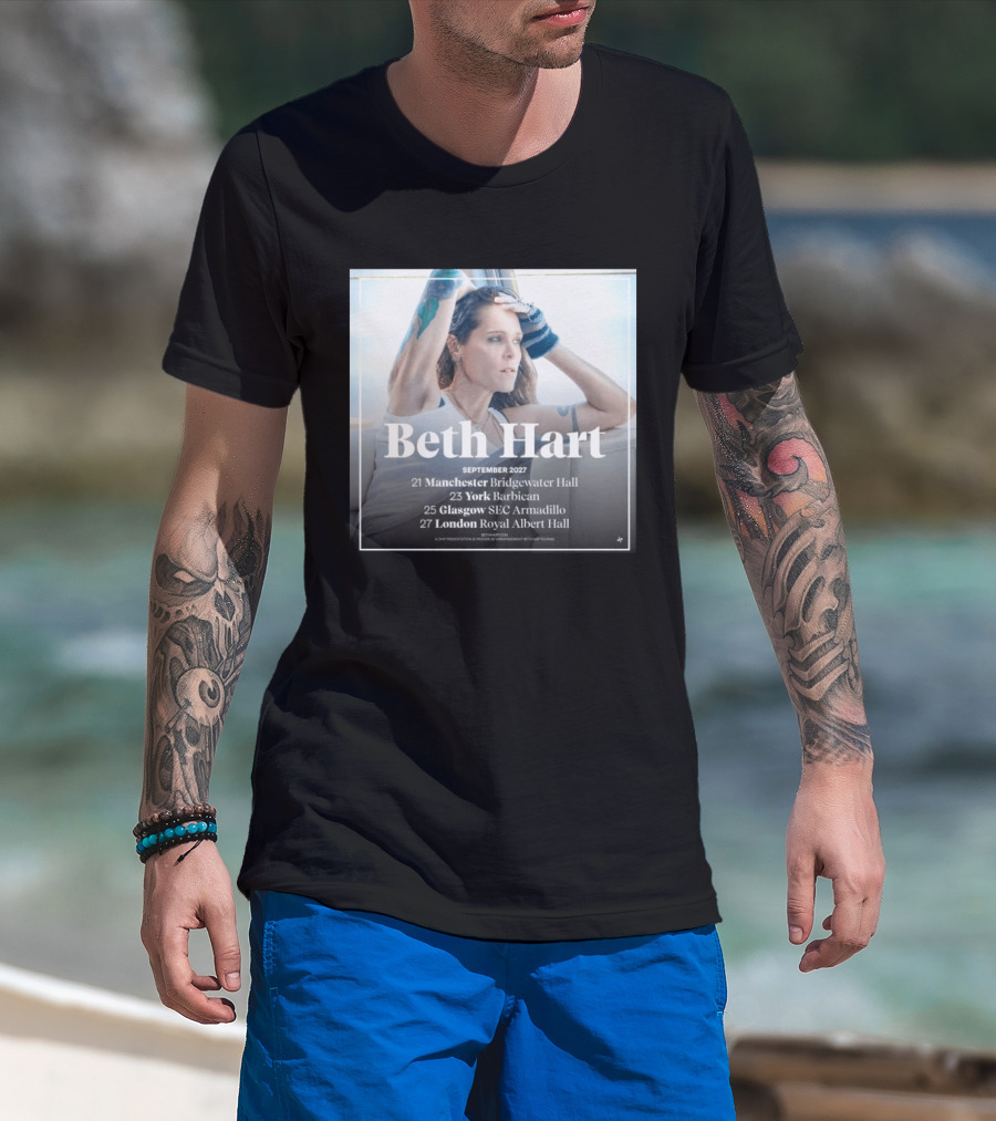 Beth Hart September 2027 UK Concerts Manchester York Glasgow London Tour Dates T-Shirt