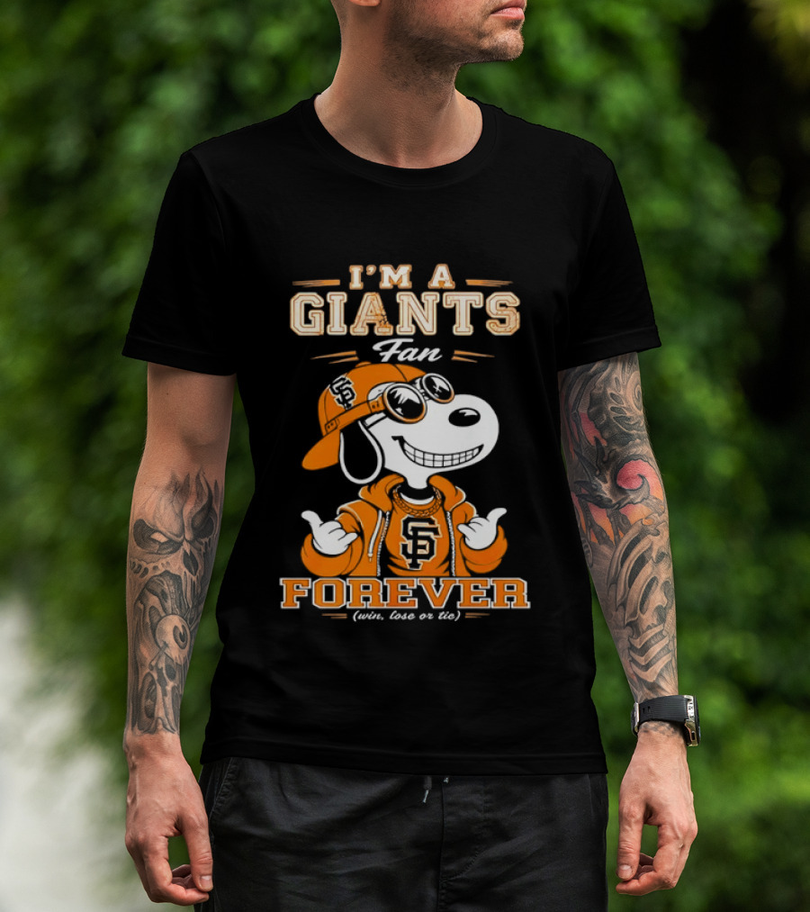 Snoopy I'm A Giants Fan Forever San Francisco Peanuts Baseball T-Shirt