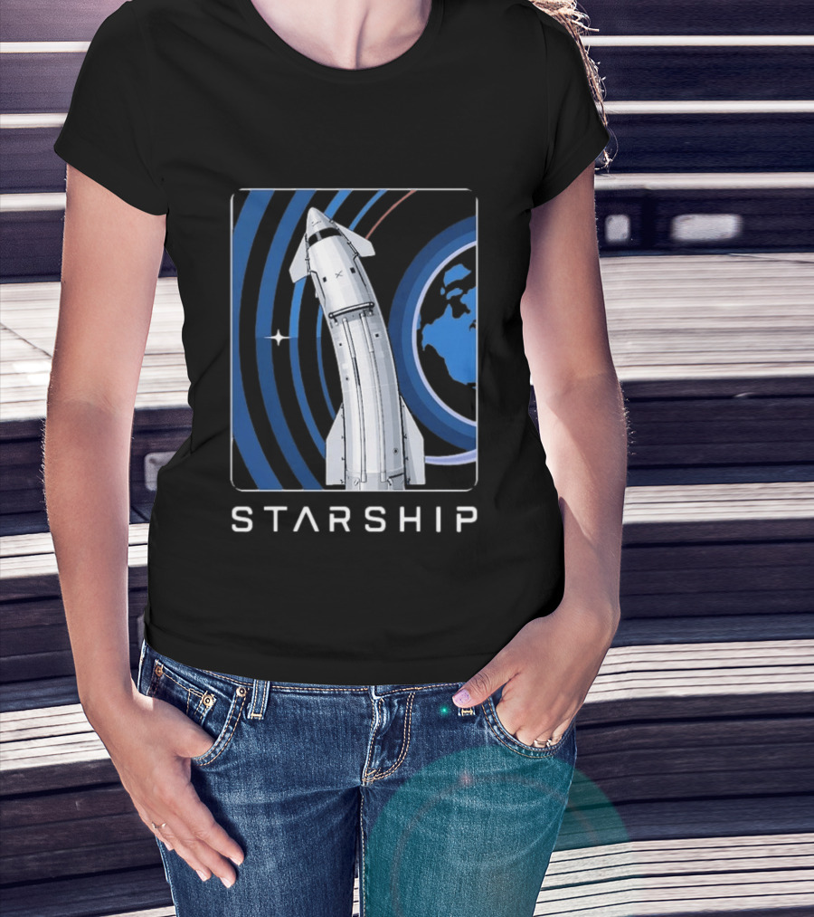 Starship Orbital Flight SpaceX Earth Trajectory T-Shirt