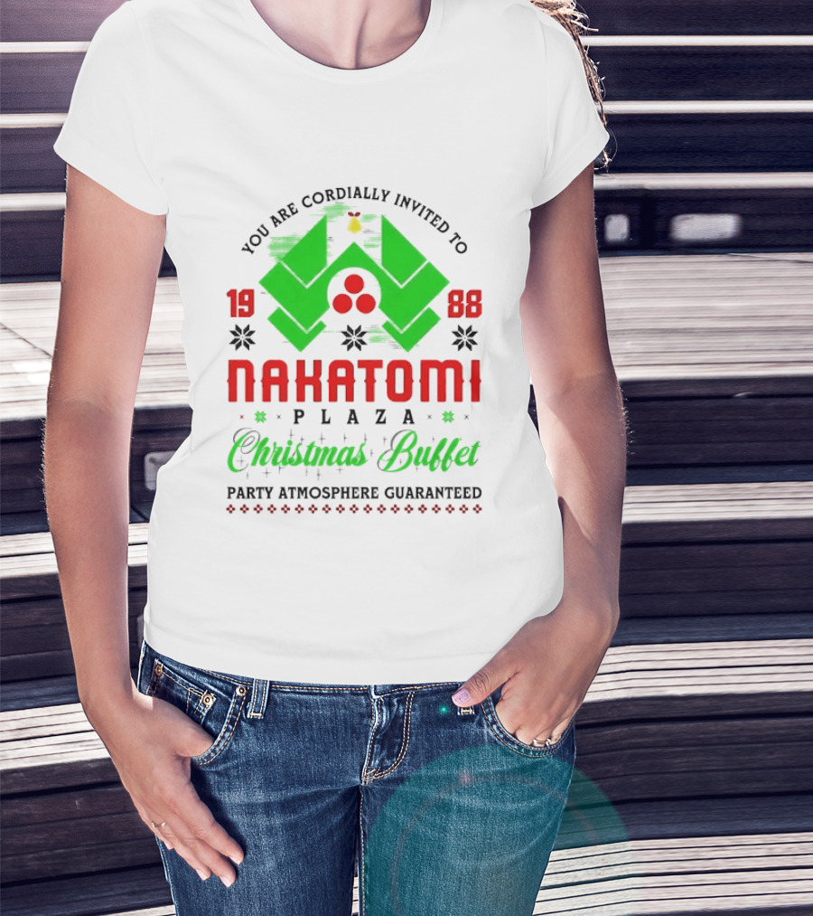 1988 Nakatomi Plaza Christmas Buffet Party Atmosphere Guaranteed Invitation T-Shirt