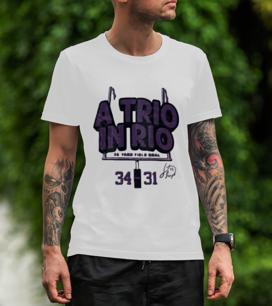 A Trio In Rio 34 31 Baltimore Ravens Victory Celebration T-Shirt