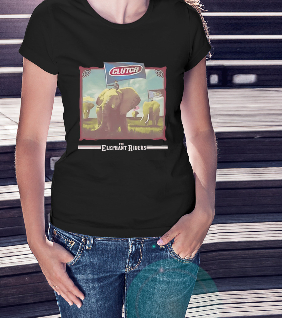 Clutch The Elephant Riders Alternative Metal Rock Music Elephant Banner T-Shirt
