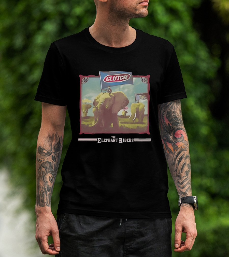 Clutch The Elephant Riders Alternative Metal Rock Music Elephant Banner T-Shirt