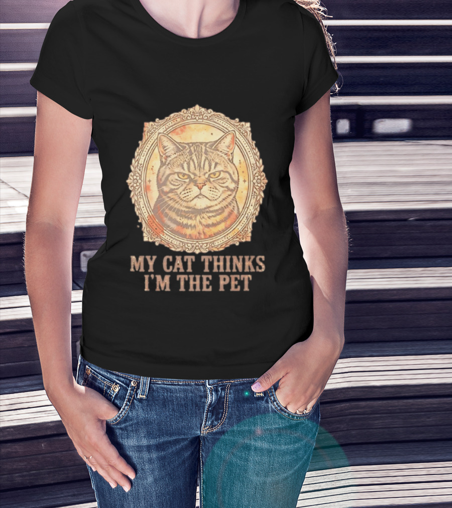 My Cat Thinks I'm The Pet Vintage Cat T-Shirt
