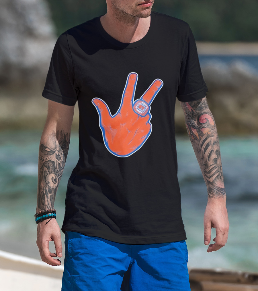 New York Knicks World Champs Victory Hand Sign With Ring NY Sports T-Shirt