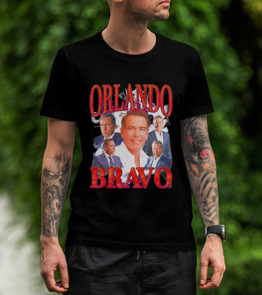 Orlando Bravo Red Text Multiple Portraits T-Shirt