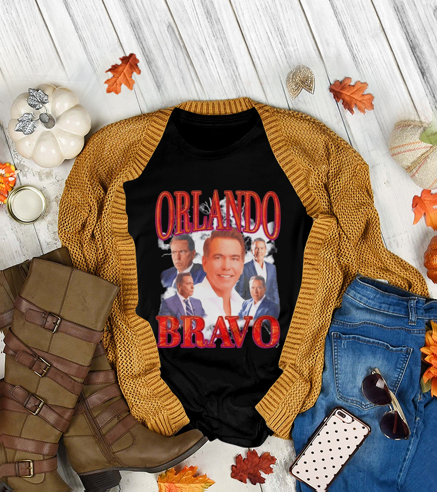 Orlando Bravo Red Text Multiple Portraits T-Shirt