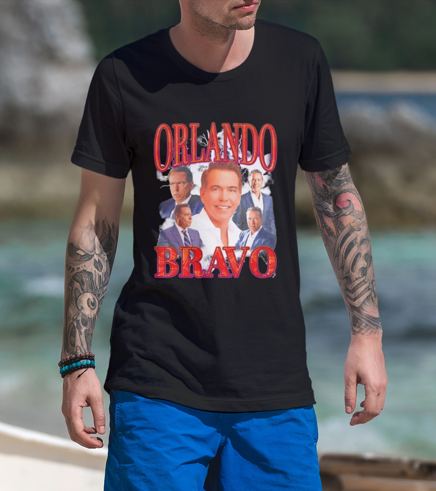 Orlando Bravo Red Text Multiple Portraits T-Shirt