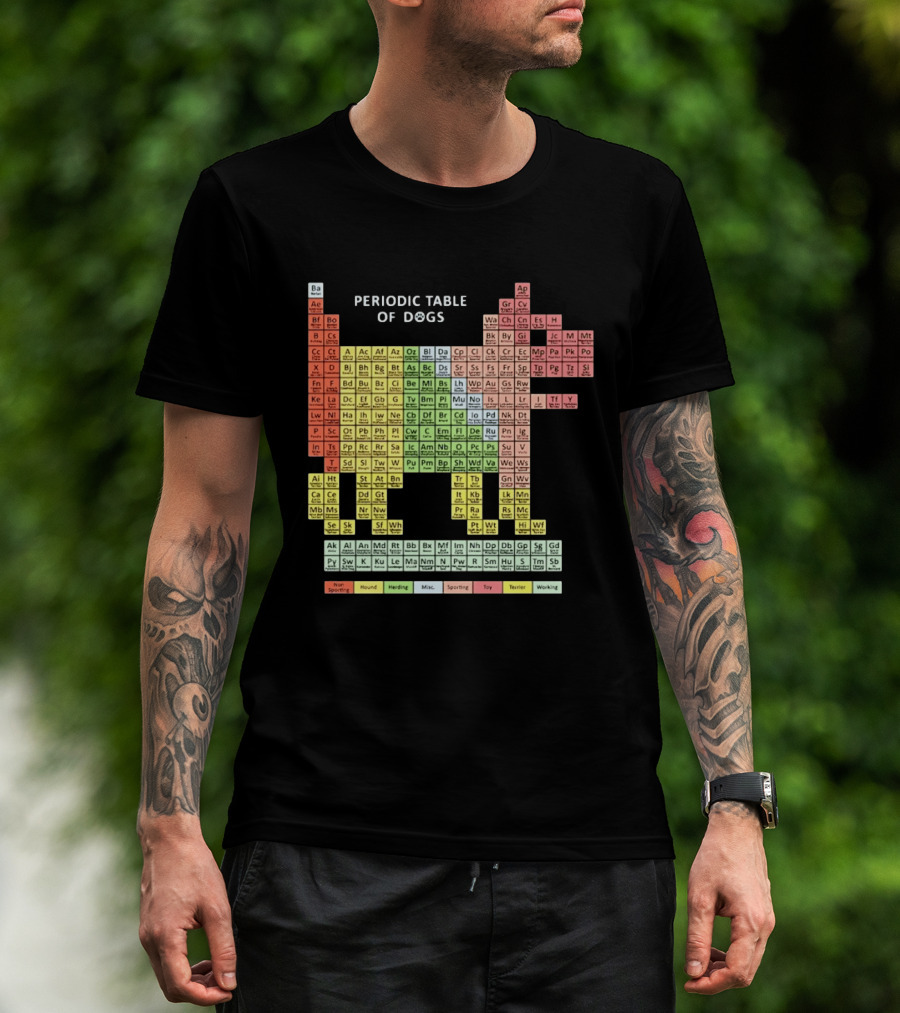 Periodic Table Of Dogs Breed Chart Non Sporting Hound Herding Misc Sporting Toy Terrier Working T-Shirt