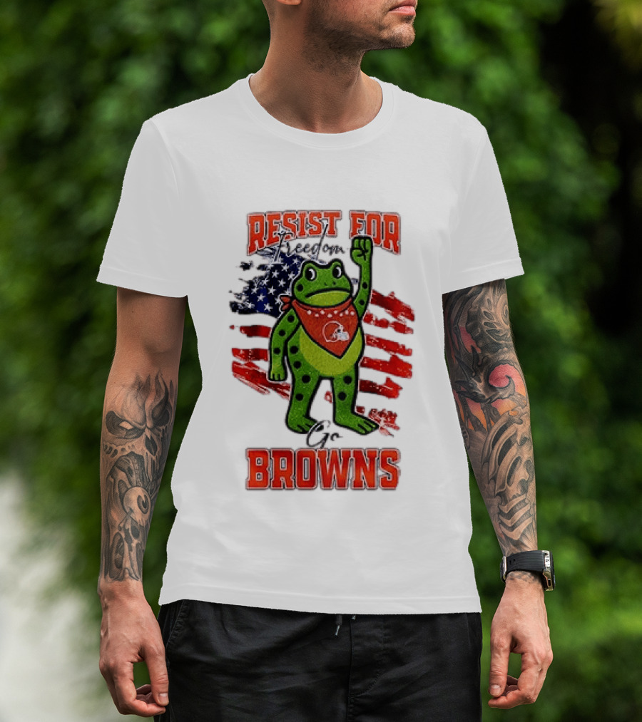 Resist For Cleveland Browns Portland Frog American Flag T-Shirt