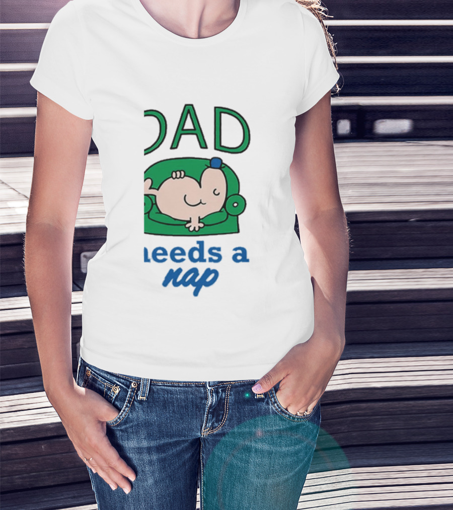 Dad Needs A Nap Cute Cartoon Sleeping Couch T-Shirt