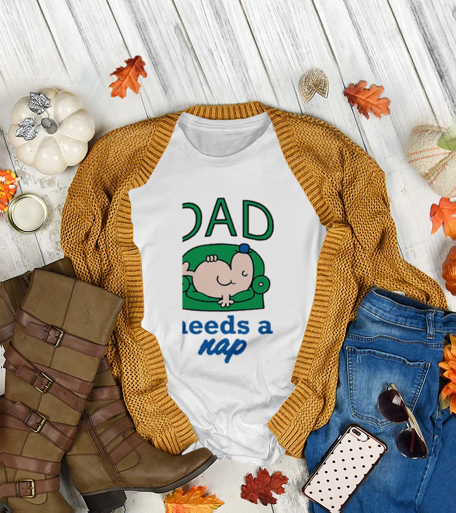 Dad Needs A Nap Cute Cartoon Sleeping Couch T-Shirt