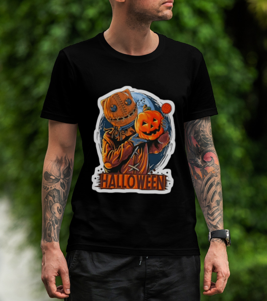Halloween Sackman Pumpkin Lollipop Full Moon T-Shirt