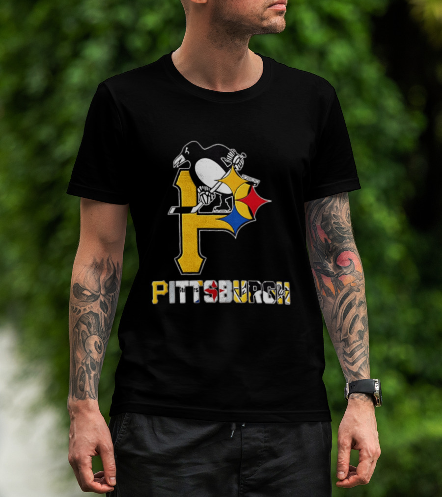 Pittsburgh Penguins Steelers P Logo Sport Map Iconic Team T-Shirt