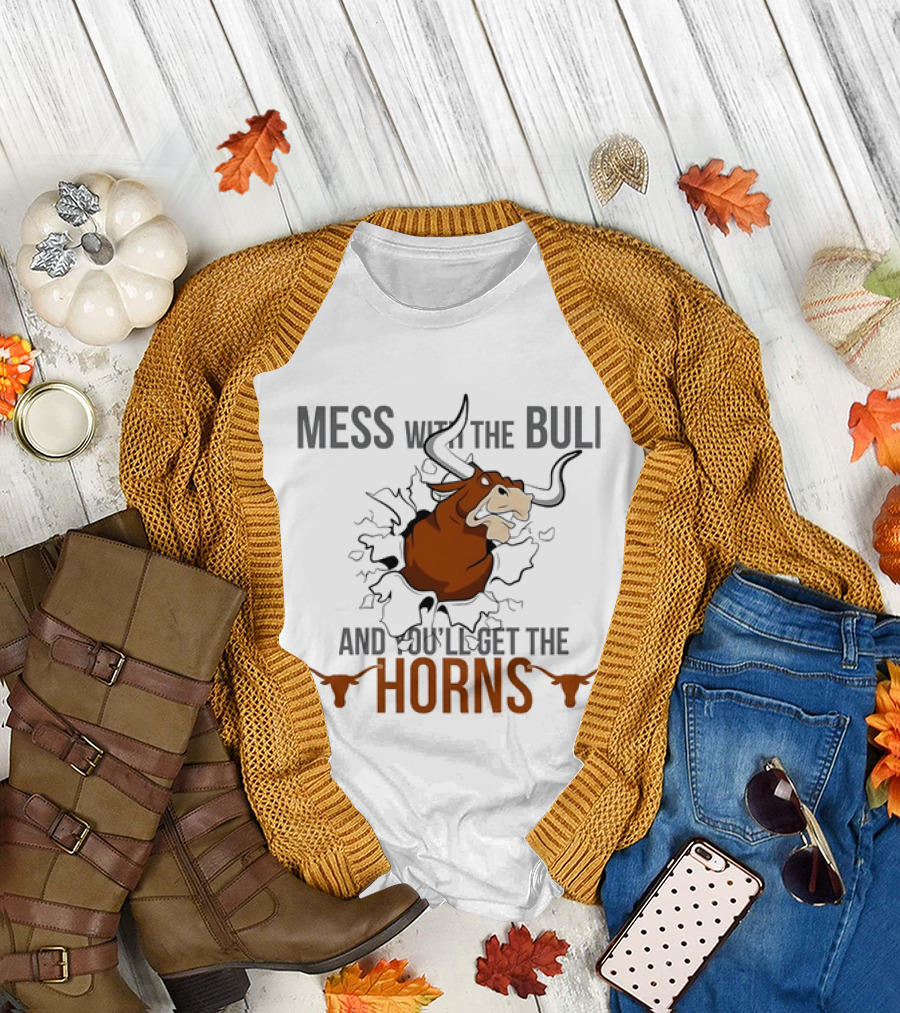 Mess With The Bull And You'll Get The Horns Bull Breaking Through Wall T-Shirt