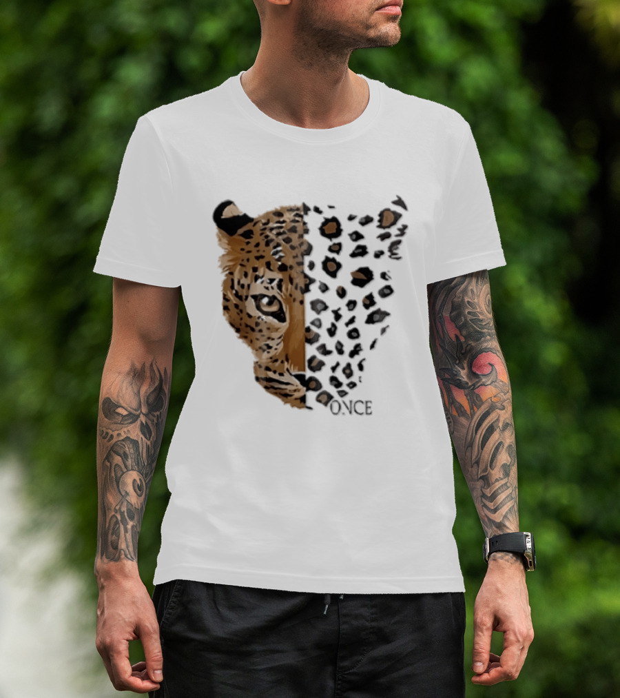 Once Leopard Face Half Animal Half Spots T-Shirt