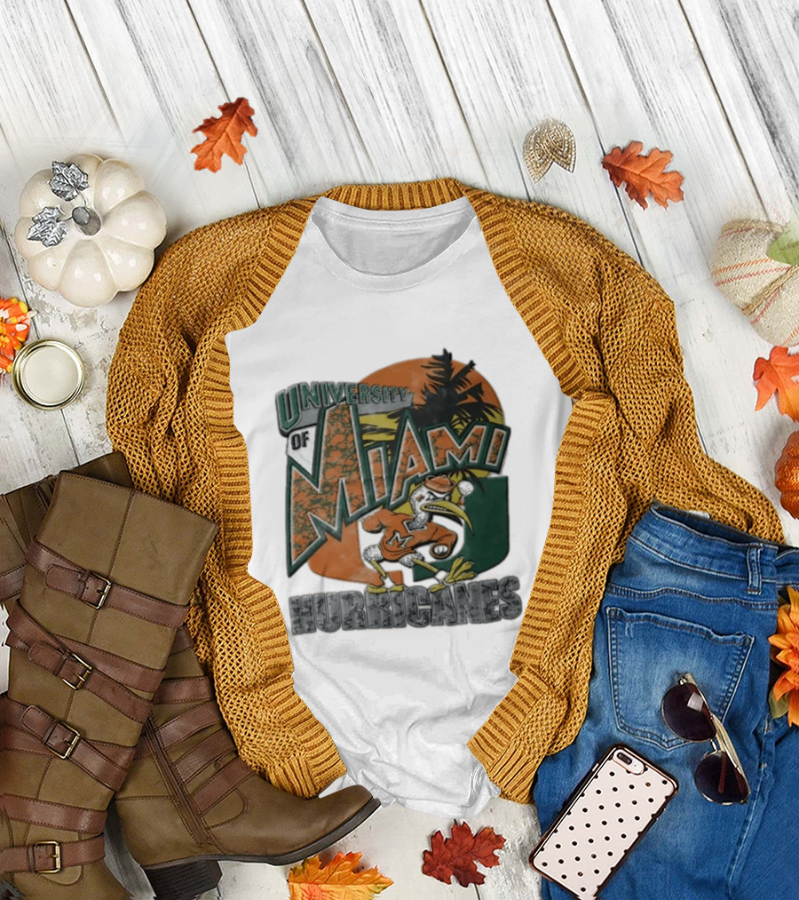 University Of Miami Hurricanes Sebastian Ibis Palm Tree T-Shirt
