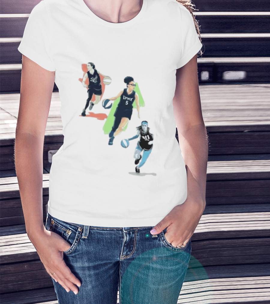 WNBA Players Indy 22 Lynx 5 Atlanta 10 Basketball Action T-Shirt