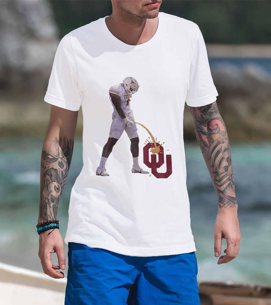 Texas Longhorns Xavier Worthy #1 Pee On Oklahoma Sooners OU Football Rivalry T-Shirt