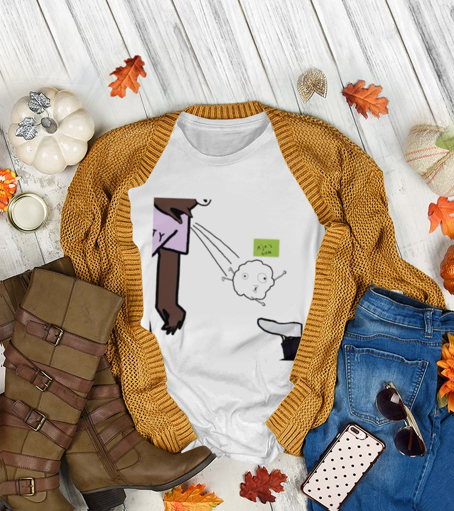 A'ja Wilson Pregame Gum Out Of Her Mouth Cartoon Style Humor T-Shirt