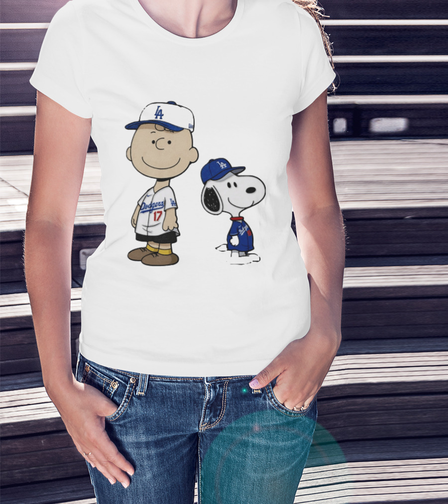 Charlie Brown Snoopy Los Angeles Dodgers MLB Baseball Peanuts Cartoon T-Shirt