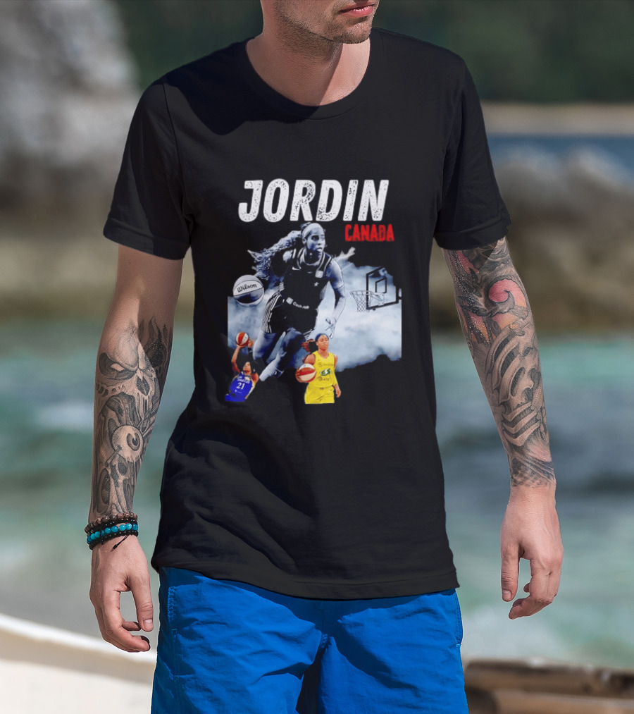 Jordin Canada Los Angeles Basketball Star Wilson Ball Slam Dunk T-Shirt