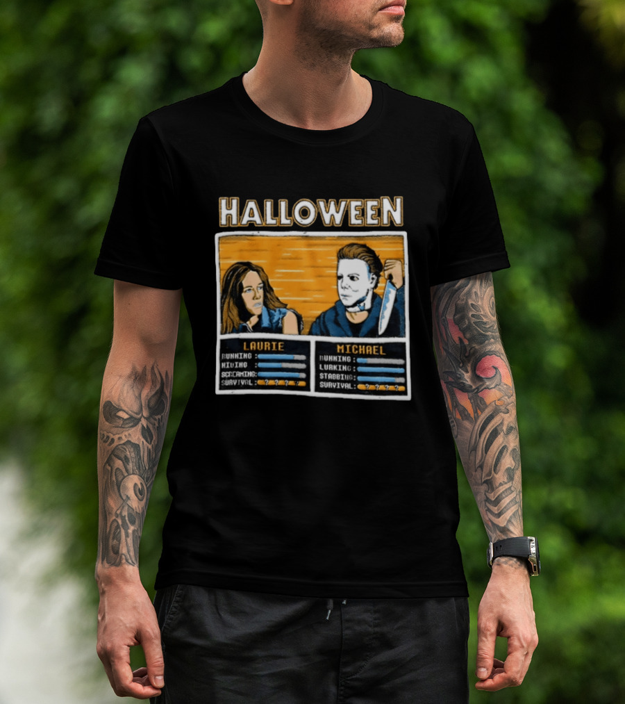 Halloween Laurie Michael Jamie Lee Curtis Michael Myers Stats Survival Horror T-Shirt
