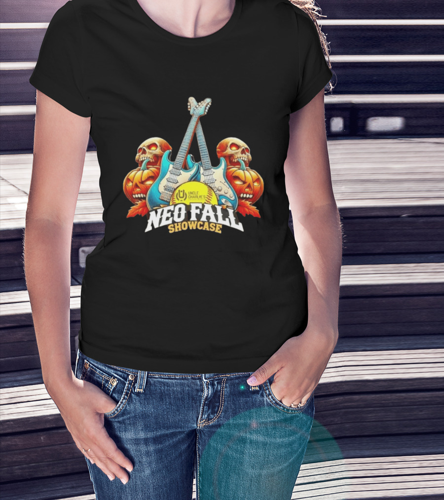 Uncle Charlie's NEO Fall Showcase Softball 2026 Halloween Guitar Skulls Pumpkins T-Shirt