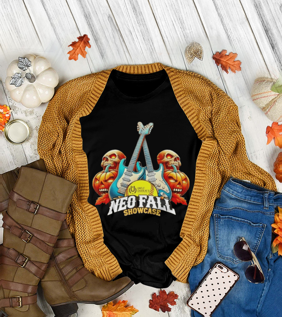 Uncle Charlie's NEO Fall Showcase Softball 2026 Halloween Guitar Skulls Pumpkins T-Shirt