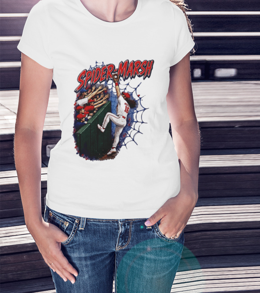 Spider Marsh Brandon Marsh Philadelphia Phillies Baseball Catch Action T-Shirt