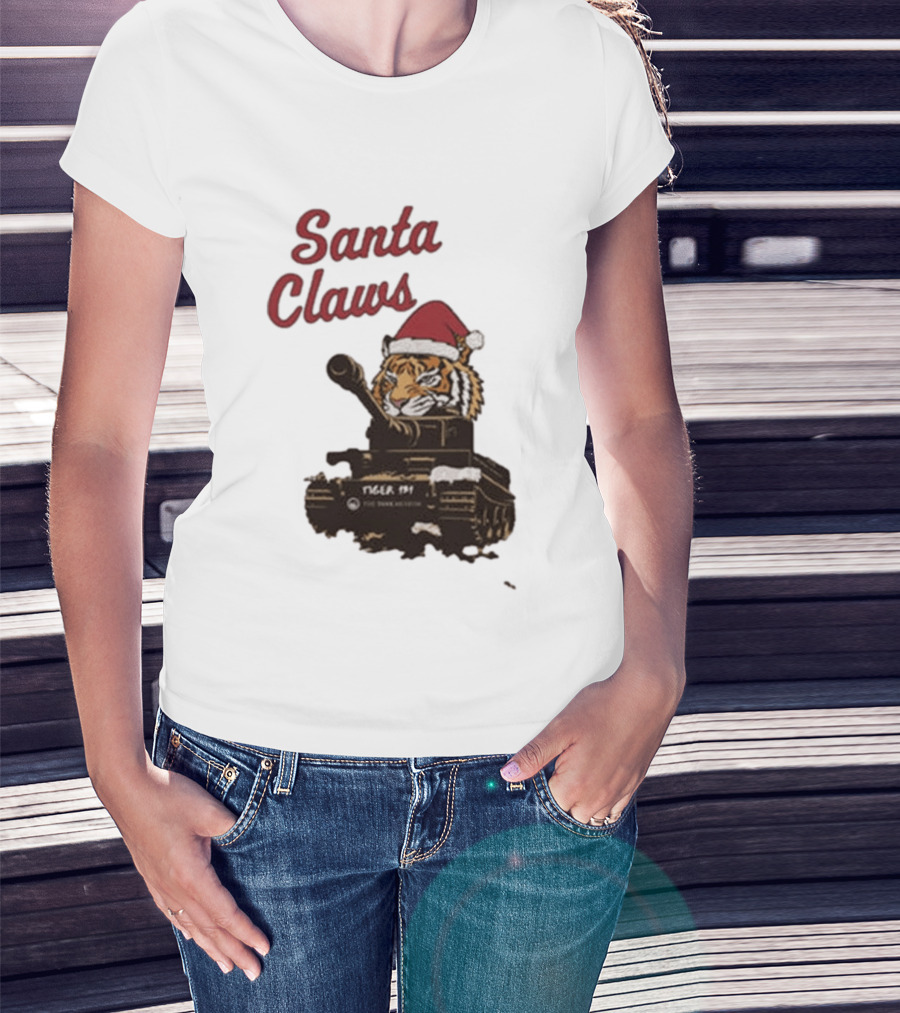 Santa Claws Tiger 131 Tank Museum Christmas T-Shirt