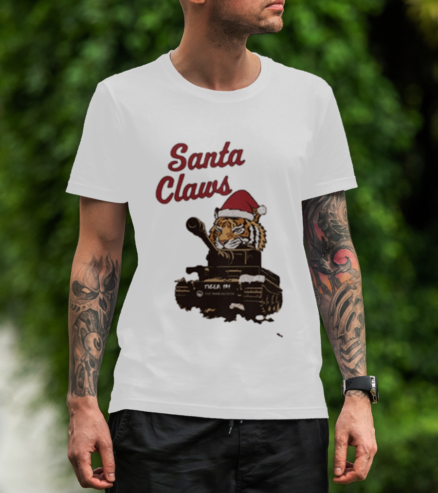 Santa Claws Tiger 131 Tank Museum Christmas T-Shirt