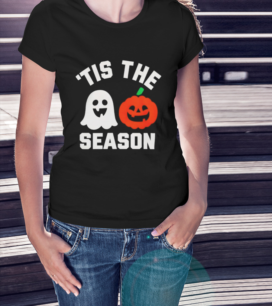 Tis The Season Ghost And Pumpkin Halloween T-Shirt