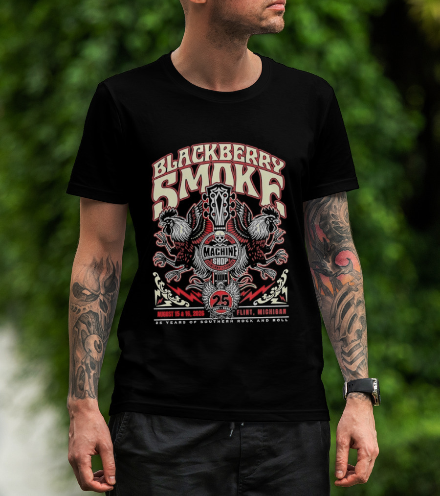 Blackberry Smoke Machine Shop Flint Michigan 25 Years Of Southern Rock And Roll T-Shirt