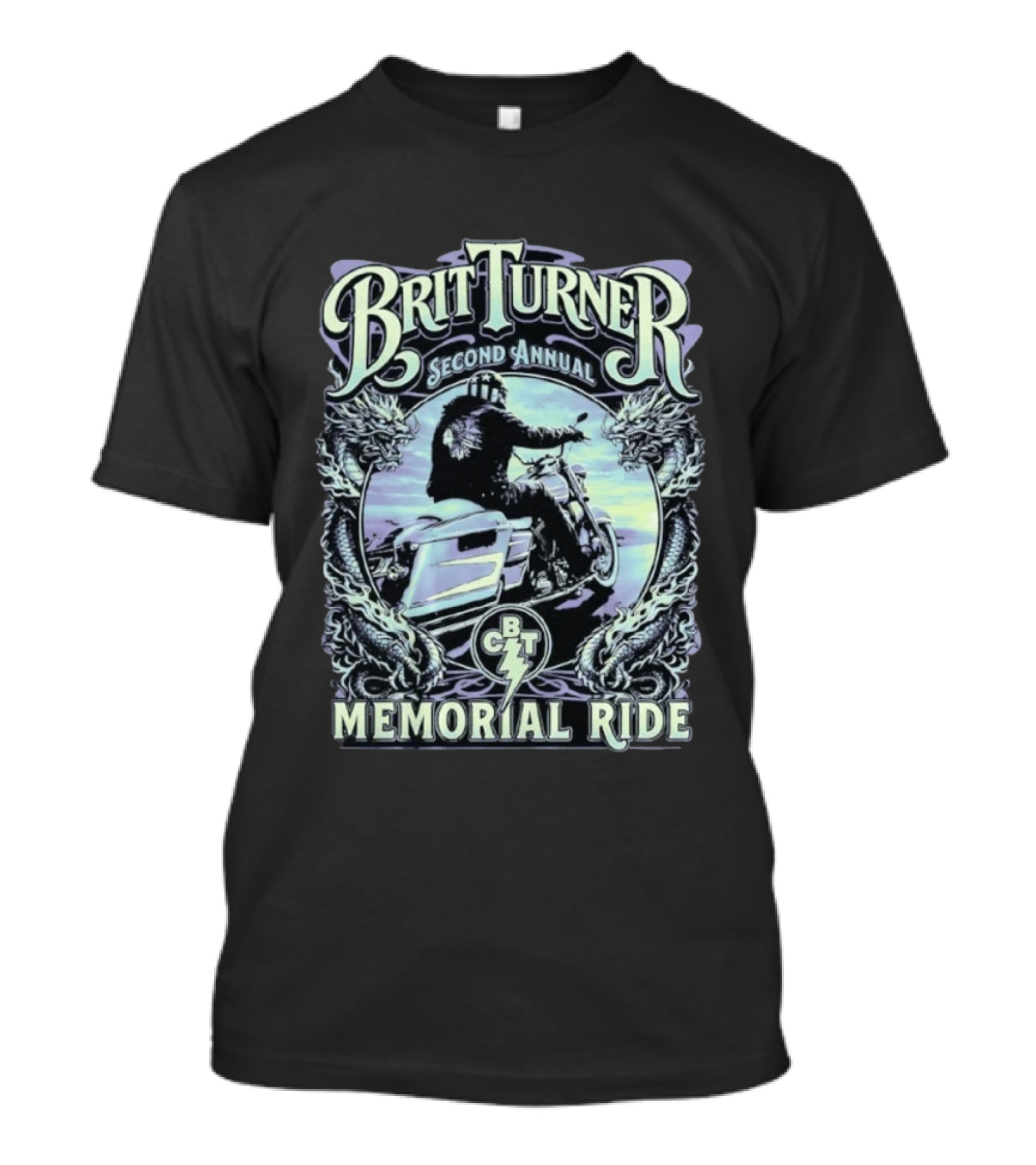 Brit Turner Second Annual Memorial Ride May 16th 2026 Dragon's Tail Motorcycle Event BCT T-Shirt